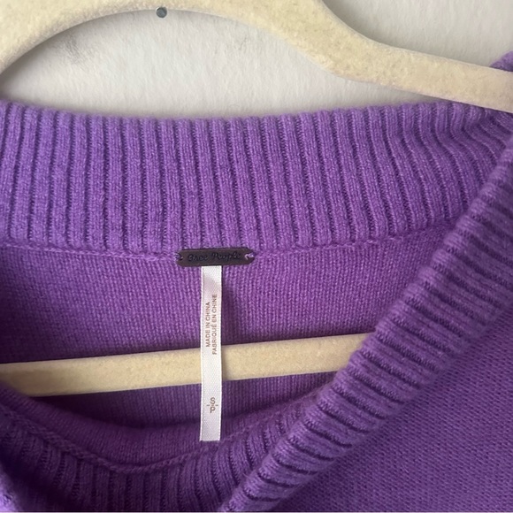 Free People Kora Cashmere Crew Sweater Purple Small Quiet Luxury - Picture 7 of 10